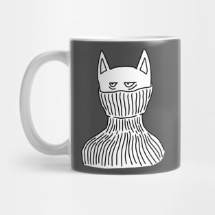 Tired Cat with Turtleneck Mug